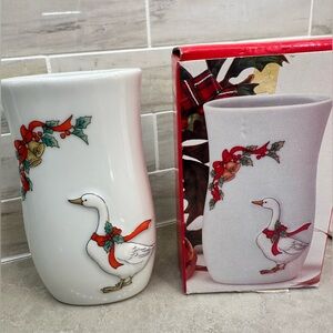 Vintage Christmas goose bud vase
